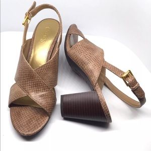 Chaps Snake Embossed Slingback Sandal 3" Heels